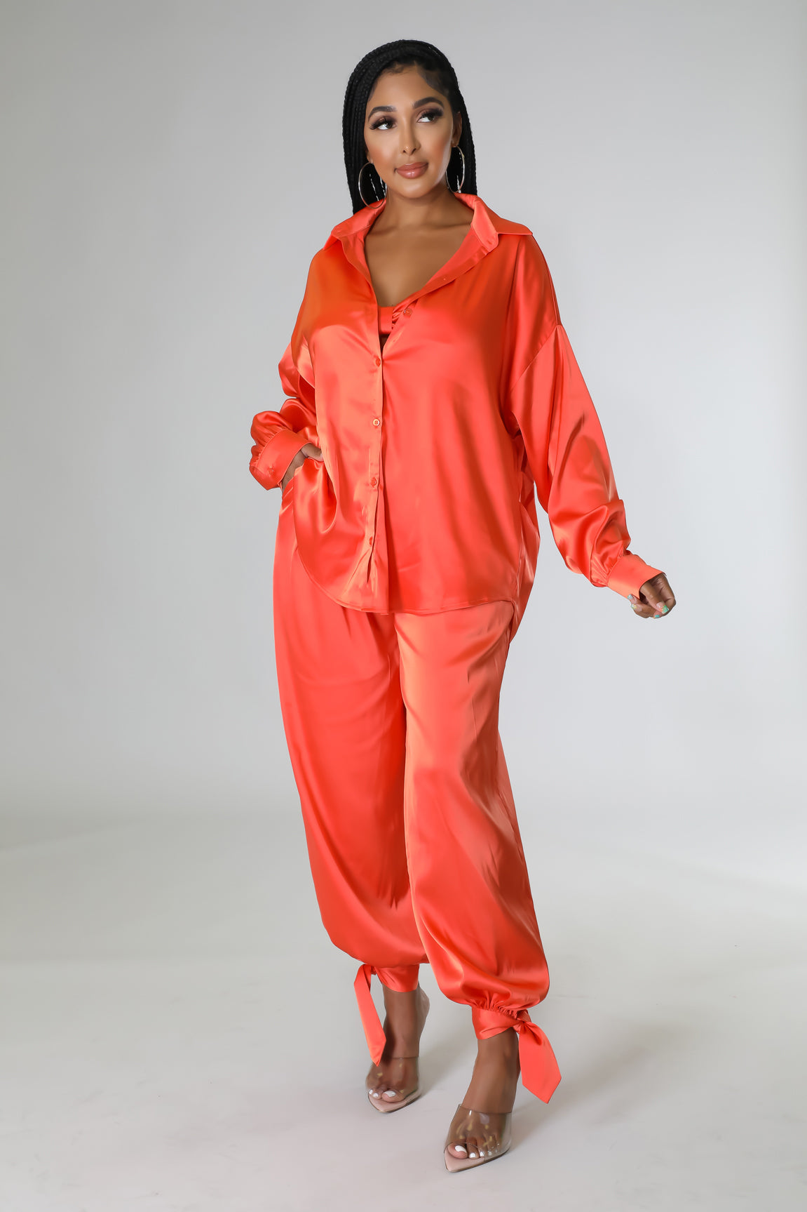 3 pcs Kari Satin Pant Set ( accessories not included)
