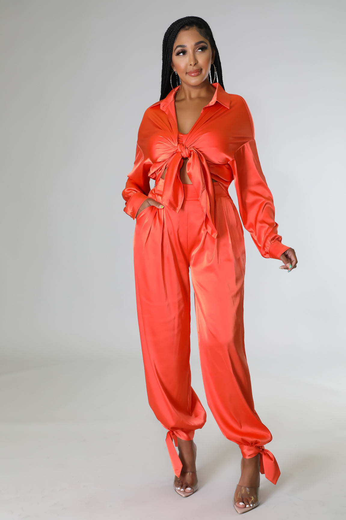 3 pcs Kari Satin Pant Set ( accessories not included)